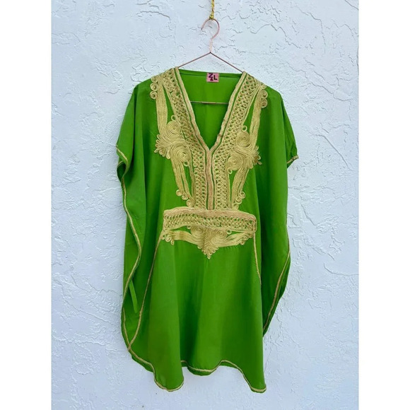 Z&L Womens Beautiful Boho Caftan Midi Dress Green Size Medium to Large - Picture 8 of 8